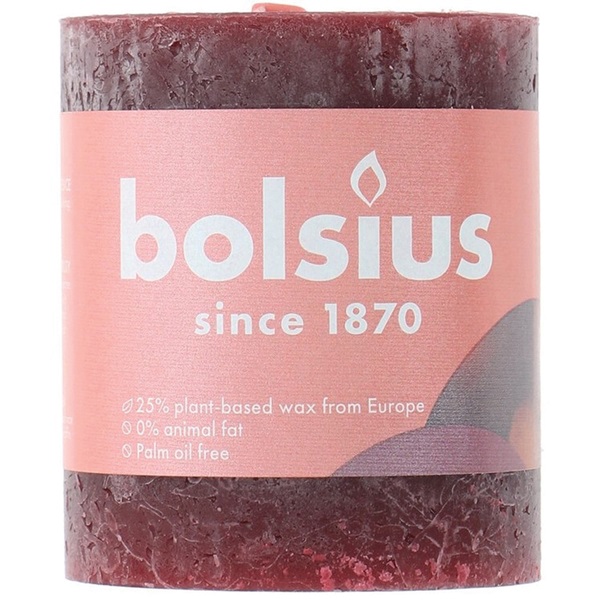 Bolsius stompkaars rustiek red velvet voorkant