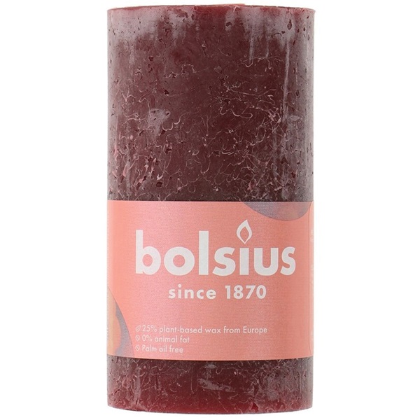 Bolsius stompkaars rustiek velvet red voorkant