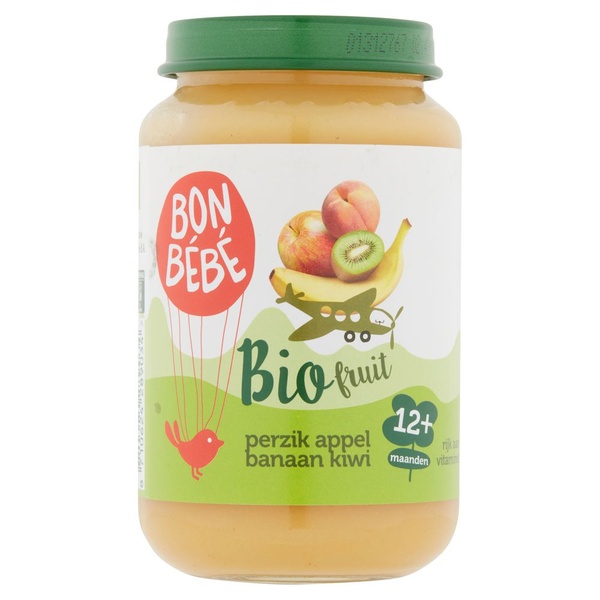 Bonbébé Biologisch fruithapje perzik appel banaan kiwi voorkant