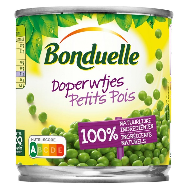Bonduelle Doperwtjes Extra Fijn achterkant