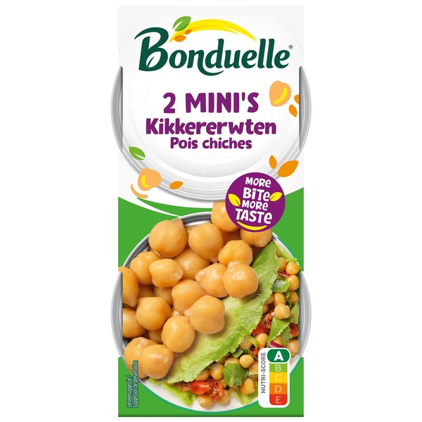Bonduelle groentenconserven Kikkererwten 2xminipacks achterkant