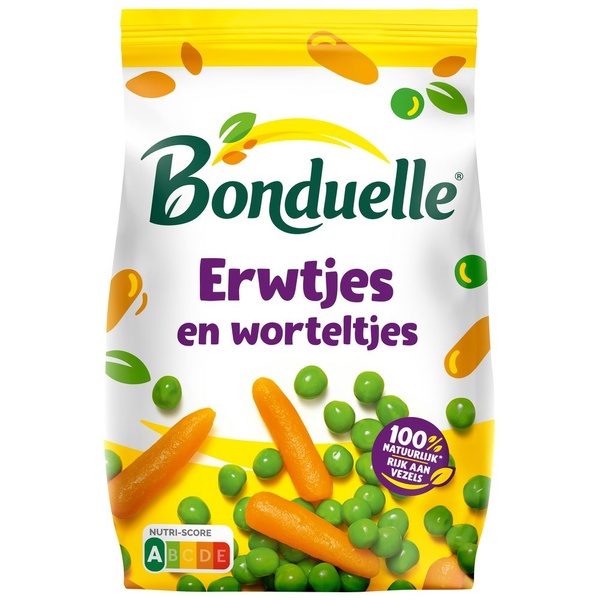 Bonduelle tuinerwtjes worteltjes achterkant