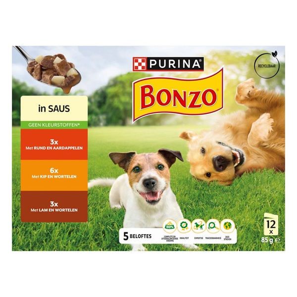 Bonzo adult in saus rund, kip en lam voorkant