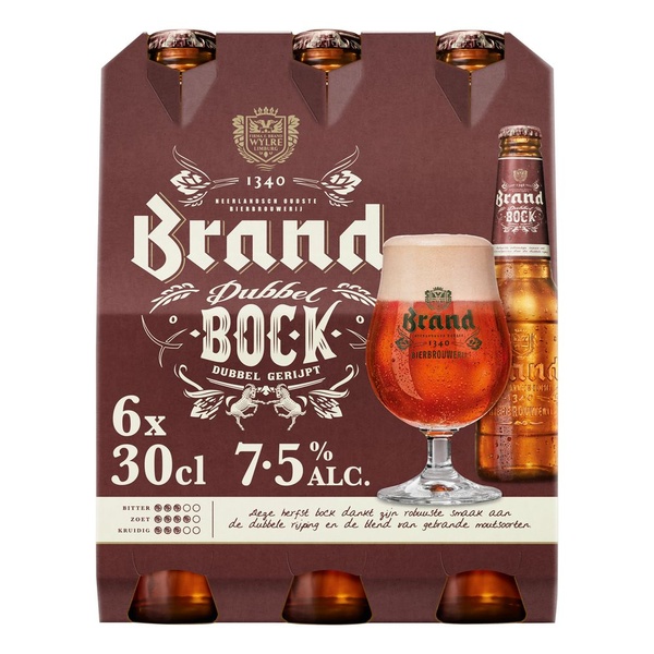 Brand dubbelbock fles 6-pack voorkant