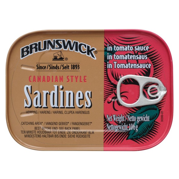 Brunswick sardines in tomatensaus voorkant