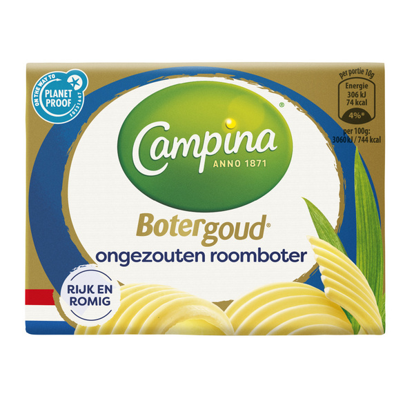 Campina Boter Roomboter Ongezouten voorkant