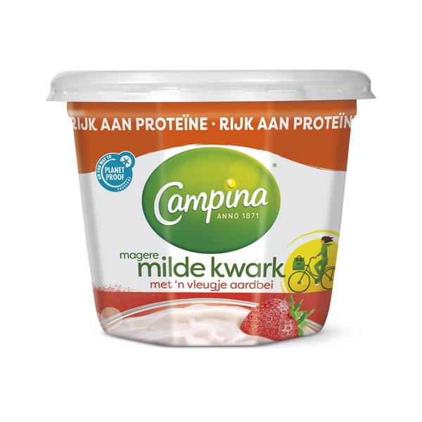 Campina magere kwark aardbei voorkant