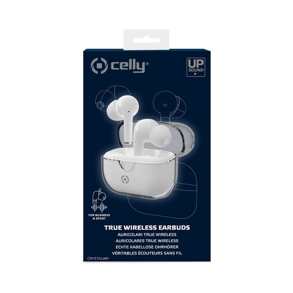 Celly true wireless earbuds white voorkant