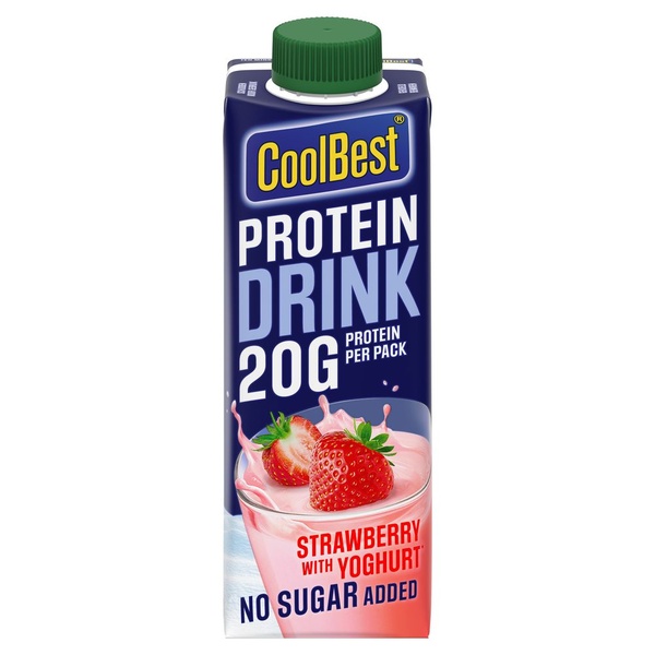 Coolbest protein drink aardbei voorkant