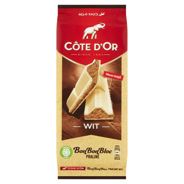 Côte d'Or chocolade bonbonbloc praline wit voorkant