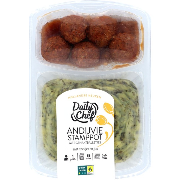 Daily Chef andijviestamppot met gehaktbal voorkant