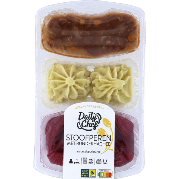 Daily Chef kant-en-klaarmaaltijd stoofperen met runderlapje voorkant