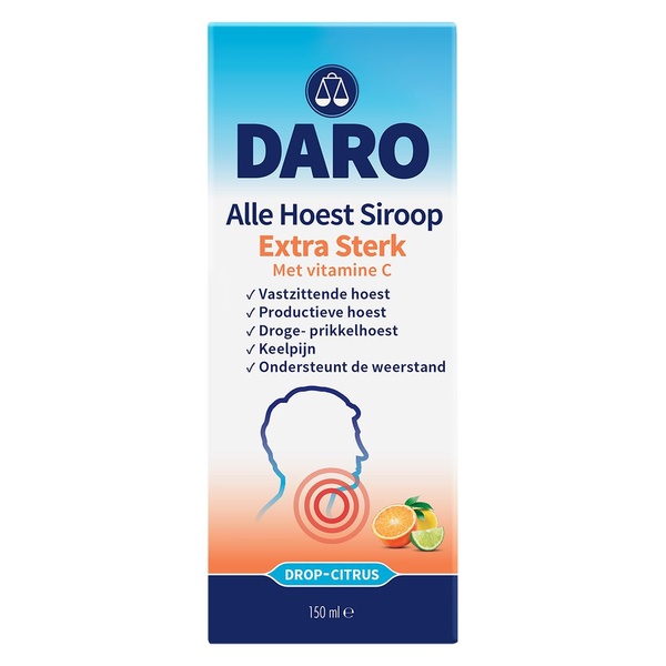 Daro alle hoest siroop extra sterk met vitamine C achterkant