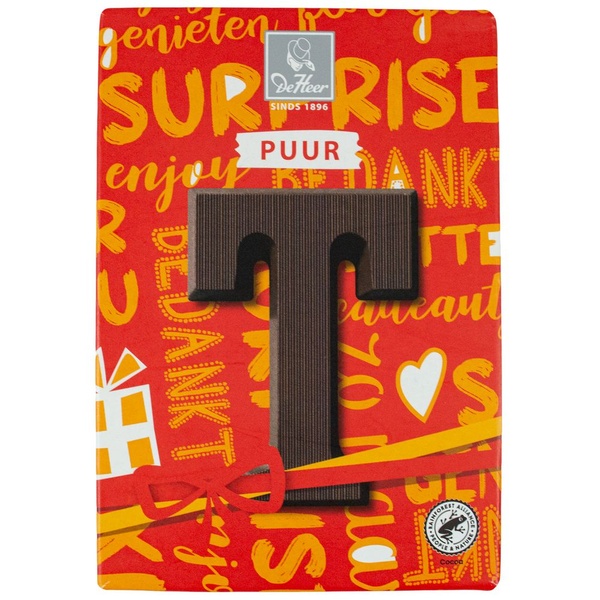 De Heer chocoladeletter puur S voorkant