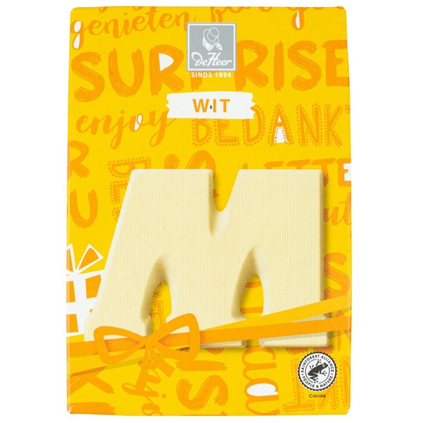 De Heer chocoladeletter wit voorkant