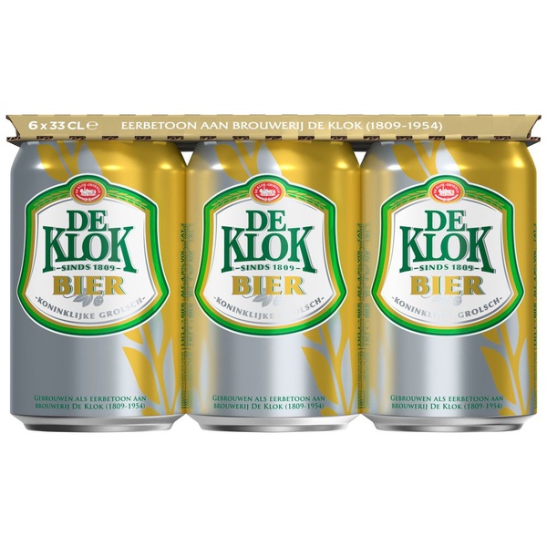De Klok pilsener multipack blik 330 ml voorkant