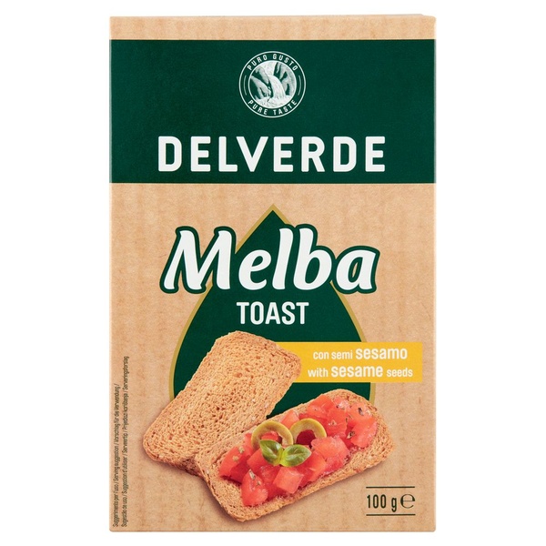 Delverde melba toast met sesamzaadjes voorkant