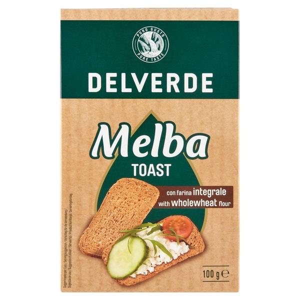 Delverde melba toast volkoren voorkant