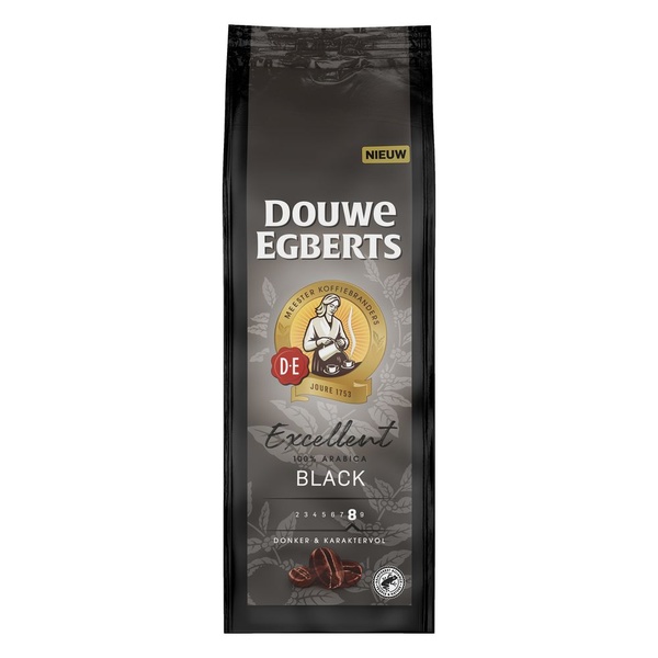 Douwe Egberts koffie excellent black bonen voorkant