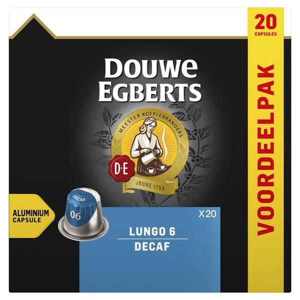 Douwe Egberts koffiecapsules lungo decaf voorkant