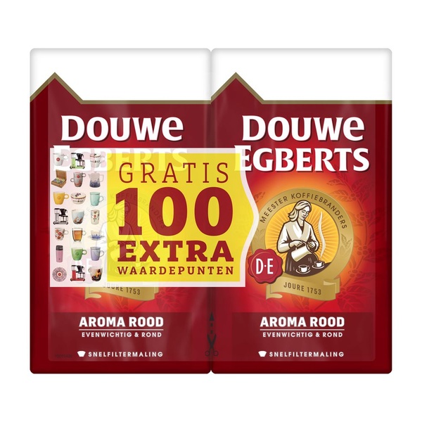 Douwe Egberts snelfilterkoffie aroma rood dubbelpak voorkant