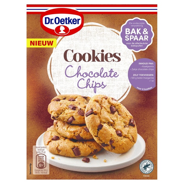 Dr. Oetker cookies chocolate chips achterkant