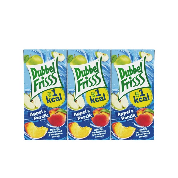 DubbelFrisss appel perzik 6x200 ml voorkant