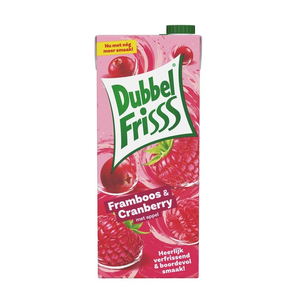 DubbelFrisss vruchtendrank framboos cranberry voorkant