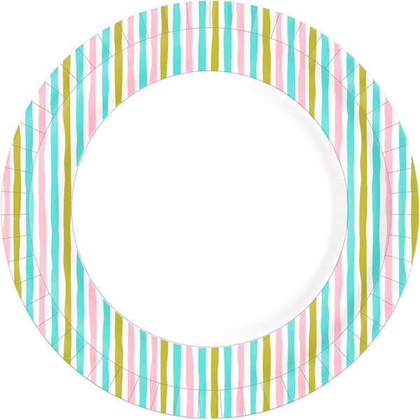 Duni kartonnen borden gestreept multi voorkant