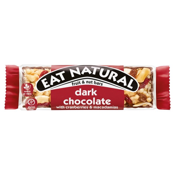 Eat Natural Dark Chocolate with Cranberries & acadamias voorkant