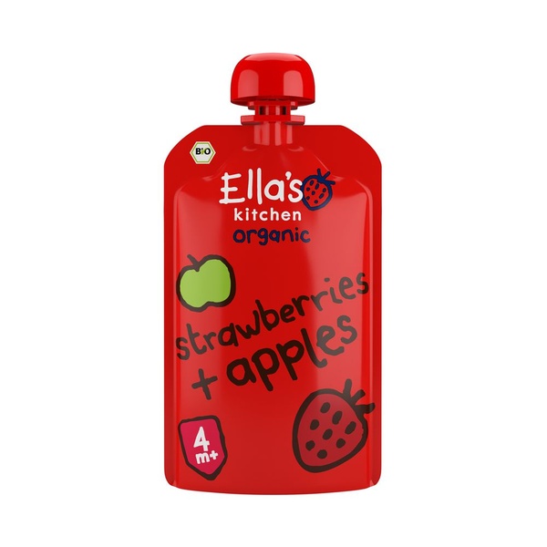 Ella's Kitchen Biologisch strawberries + apples 4+ maanden voorkant