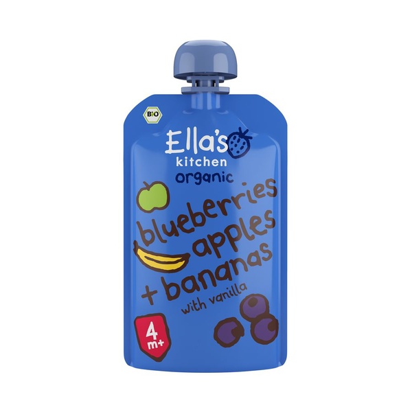 Ella's Kitchen smoothie blauwe bessen appel bananen 4+ voorkant