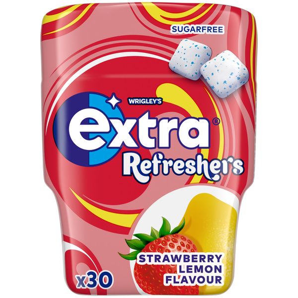 Extra Extra Kauwgom Refreshers Strawberry Suikervrij voorkant