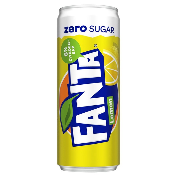Fanta lemon zero blik 250 ml voorkant