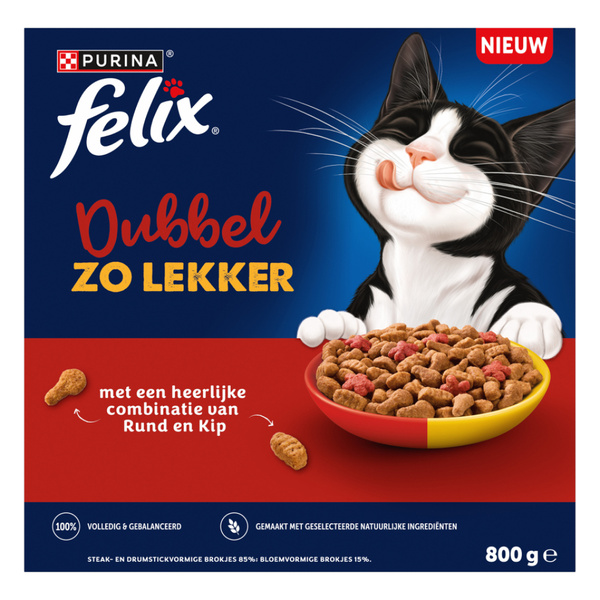 Felix Felix Dubbel Zo Lekker met Kip, Rund en Rode Biet Kattenvoer voorkant