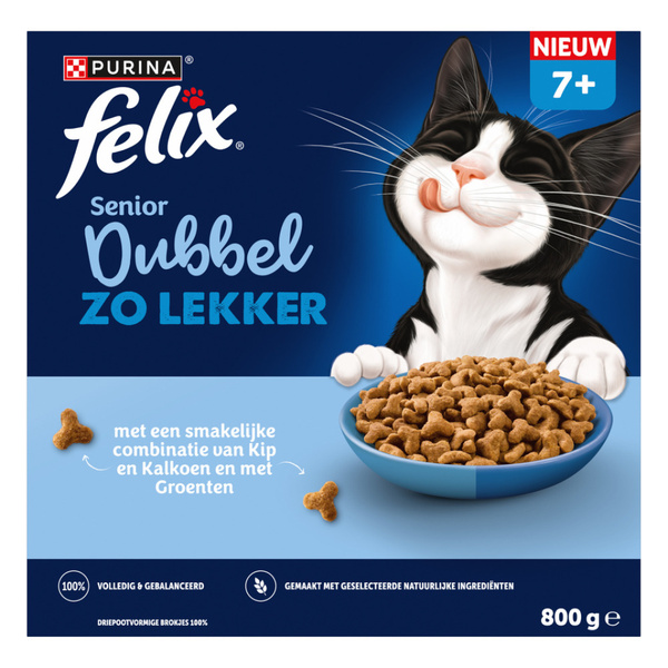 Felix Felix Dubbel Zo Lekker Senior Kattenvoer 800g voorkant