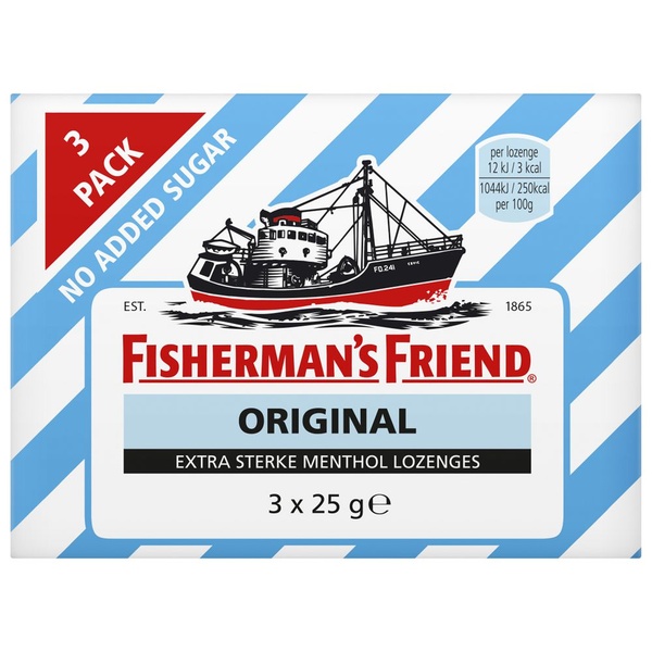 Fisherman's Friend original suikervrij 3-pack voorkant