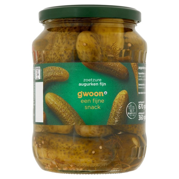 g'woon augurken fijn zoet/zuur voorkant