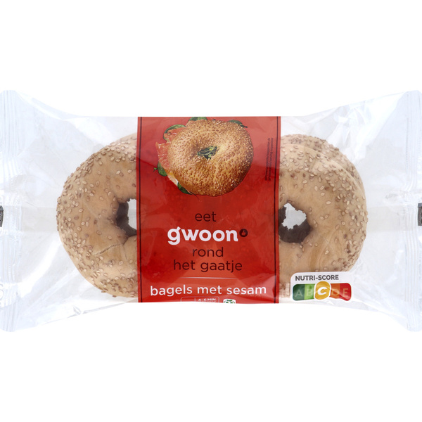 g'woon bagels met sesam 4 stuks voorkant