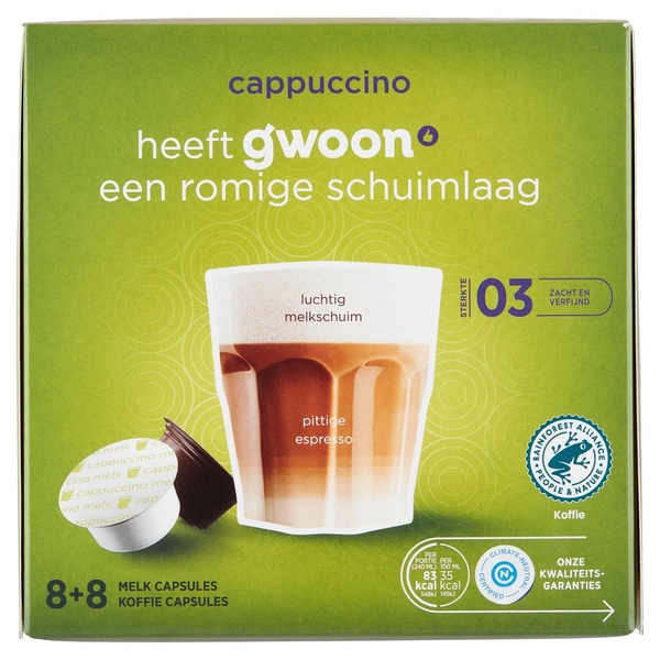 g'woon capsules cappuccino voorkant