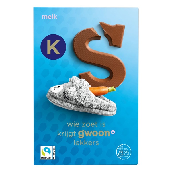 g'woon chocoladeletter melk voorkant