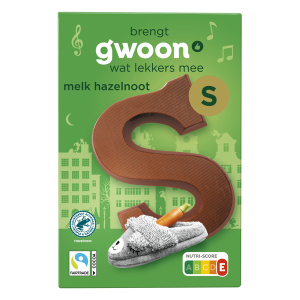 g'woon chocoladeletter melk noot voorkant