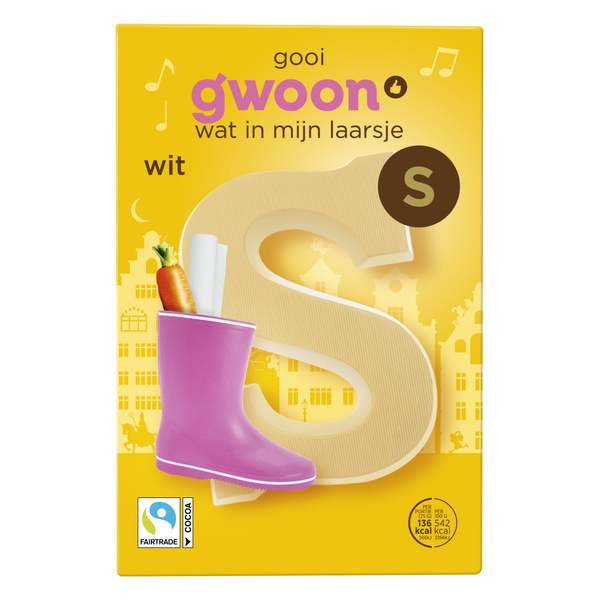g'woon chocoladeletter wit voorkant
