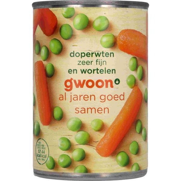 g'woon doperwten wortel extra fijn voorkant