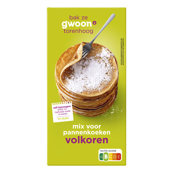 g'woon g'woon Mix voor pannenkoeken Volkoren voorkant