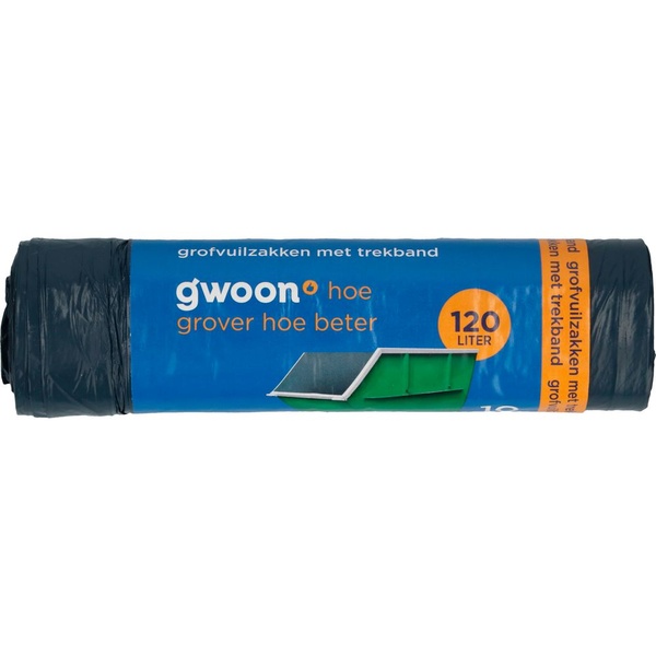 g'woon grofvuilzakken met trekband voorkant