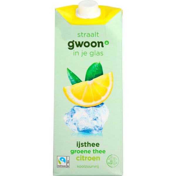 g'woon ijsthee groene thee citroen voorkant