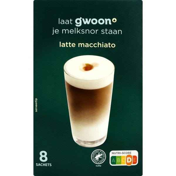 g'woon instant koffie latte macchiato voorkant