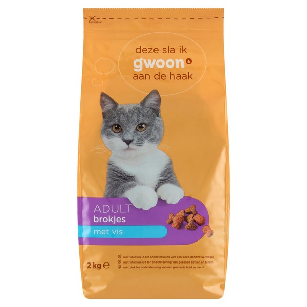 g'woon kattenknabbels vis voorkant