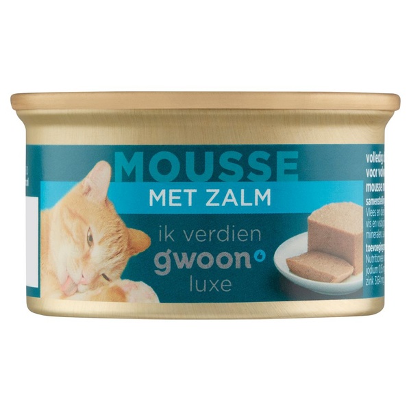 g'woon kattenvoer mousse met zalm voorkant